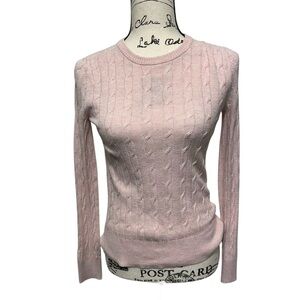 Vintage Merona‎ Fitted Y2K Cable Knit Pink Stretch Sweater, XS